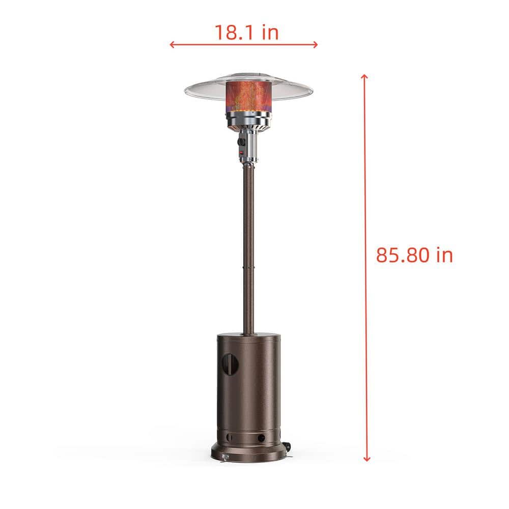 48,000 BTU Brown Stainless Steel Propane Patio Heater with Wheels