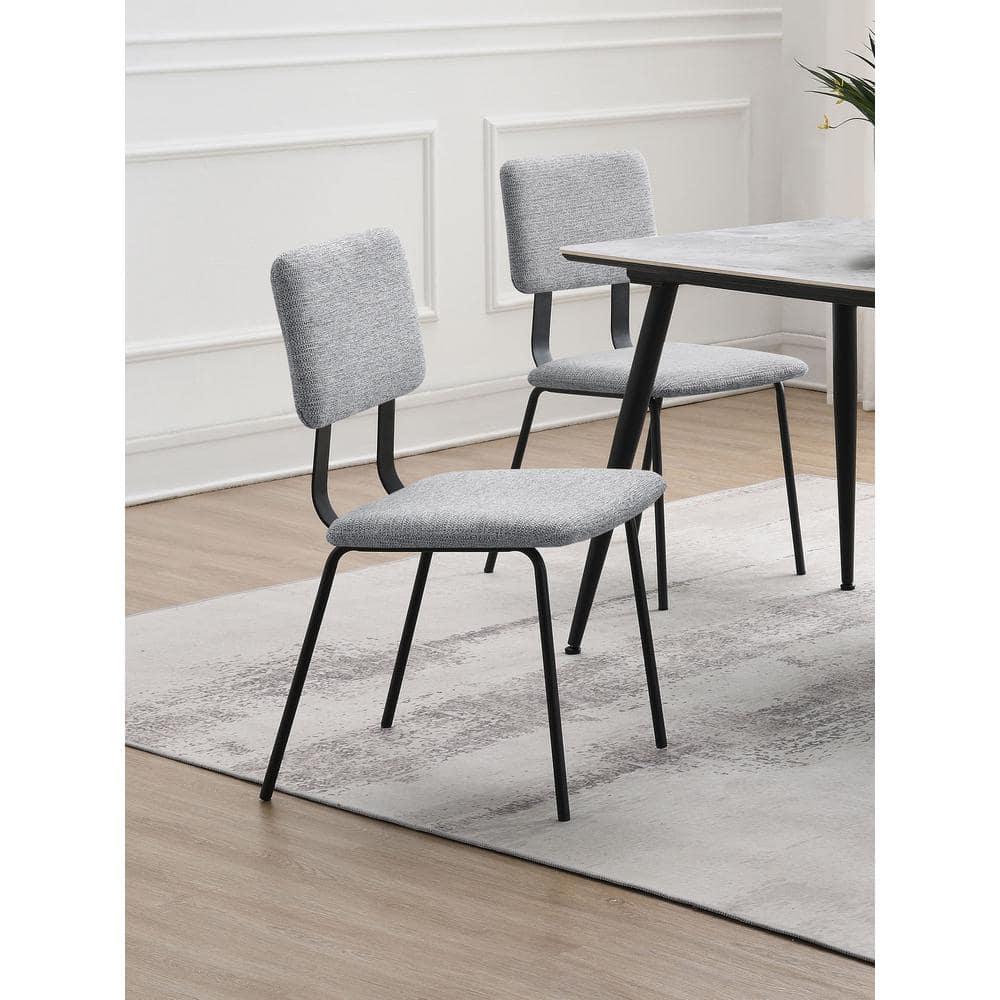Gray Upholstered Ladderback Side Chair with Wood and Metal Frame