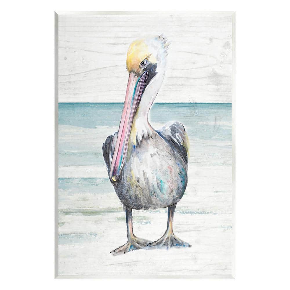 Pelican Bird Beach Scene 15" x 10" MDF Wood Art Print