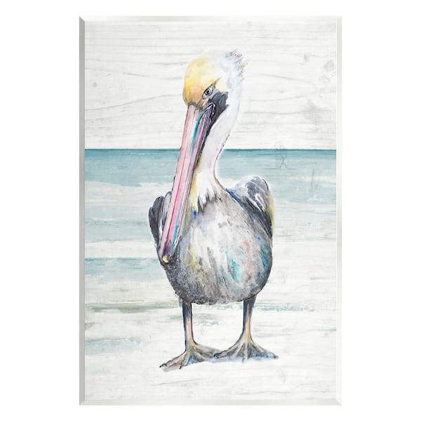 The Stupell Home Decor Collection Pelican Bird Standing Beach Sand Grain Pattern Design By Patricia Pinto Unframed Animal Art Print 15 in. x 10 in.