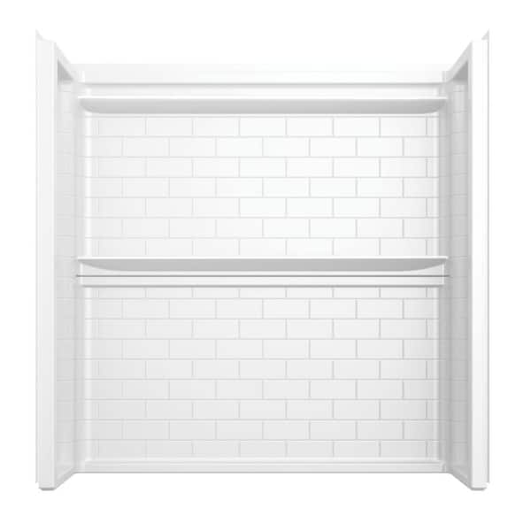 Classic 500 Tile 60 in W 61.13 in H 32 in D Four piece Direct-to-stud Tub Surrounds in High Gloss White