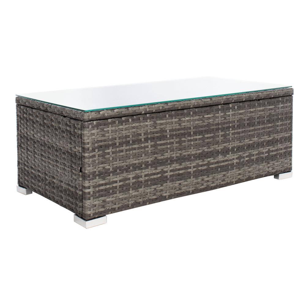 Machie Grey Brown Wicker 3-Person Outdoor Living Set with White Cushions