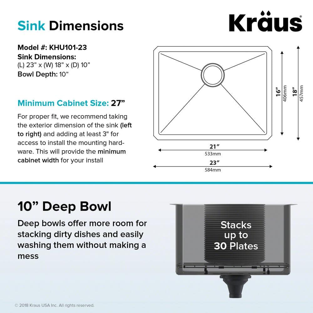 23-Inch Stainless Steel Single Bowl Undermount Kitchen Sink with Garbage Disposal