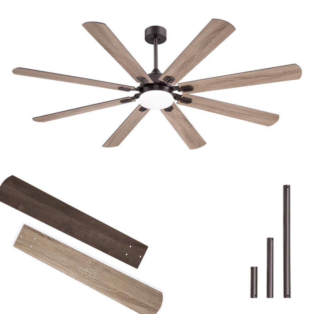 72 in. Bronze Indoor/Outdoor Downrod Mount Standard Ceiling Fan with 8 Reversible Two-Toned Blades LED and Remote price history on PriceWatchPro
