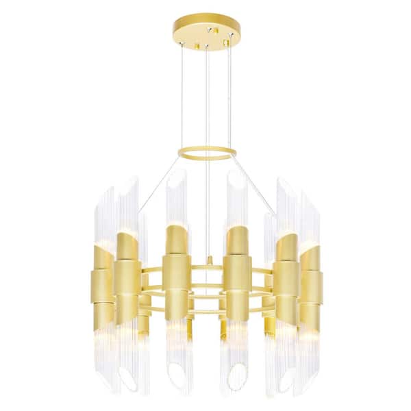 CWI Lighting Croissant 24 Light Chandelier With Satin Gold Finish