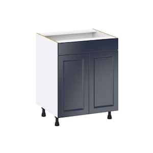 Devon 27 in. W x 24 in. D x 34.5 in. H Painted Blue Shaker Assembled Sink Base Kitchen Cabinet