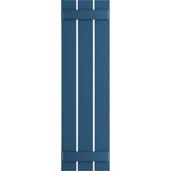 Ekena Millwork 17-1/8 in. x 39 in. True Fit PVC Three Board Spaced Board and Batten Shutters Pair in Sojourn Blue
