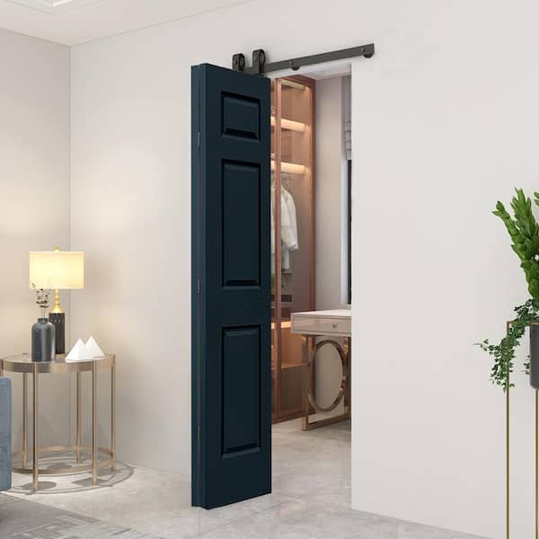 Paneled MDF Composite Bifold Barn Door with Installation Hardware Kit CALHOME Finish: Charcoal Gray, Size: 30 x 80