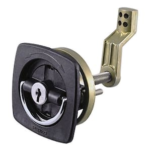 Flush-Mount Locking Latch with Offset Cam Bar and Flexible Polymer Strike for 1-1/8 in. to 2 in. Mounting Hole - Black