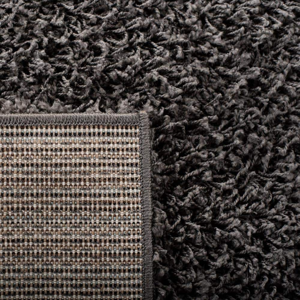 Athens Luxe Shag 9' x 12' Hand-Knotted Synthetic Area Rug in Dark Grey