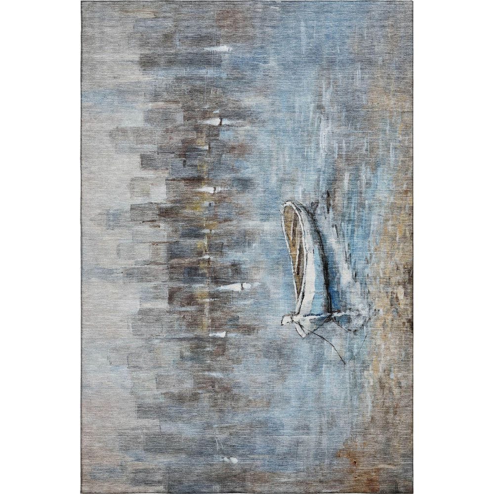 Mayfield Premium Machine Washable Abstract AMF2056 Blue 3 ft. x 5 ft. Area Rug price history on PriceWatchPro