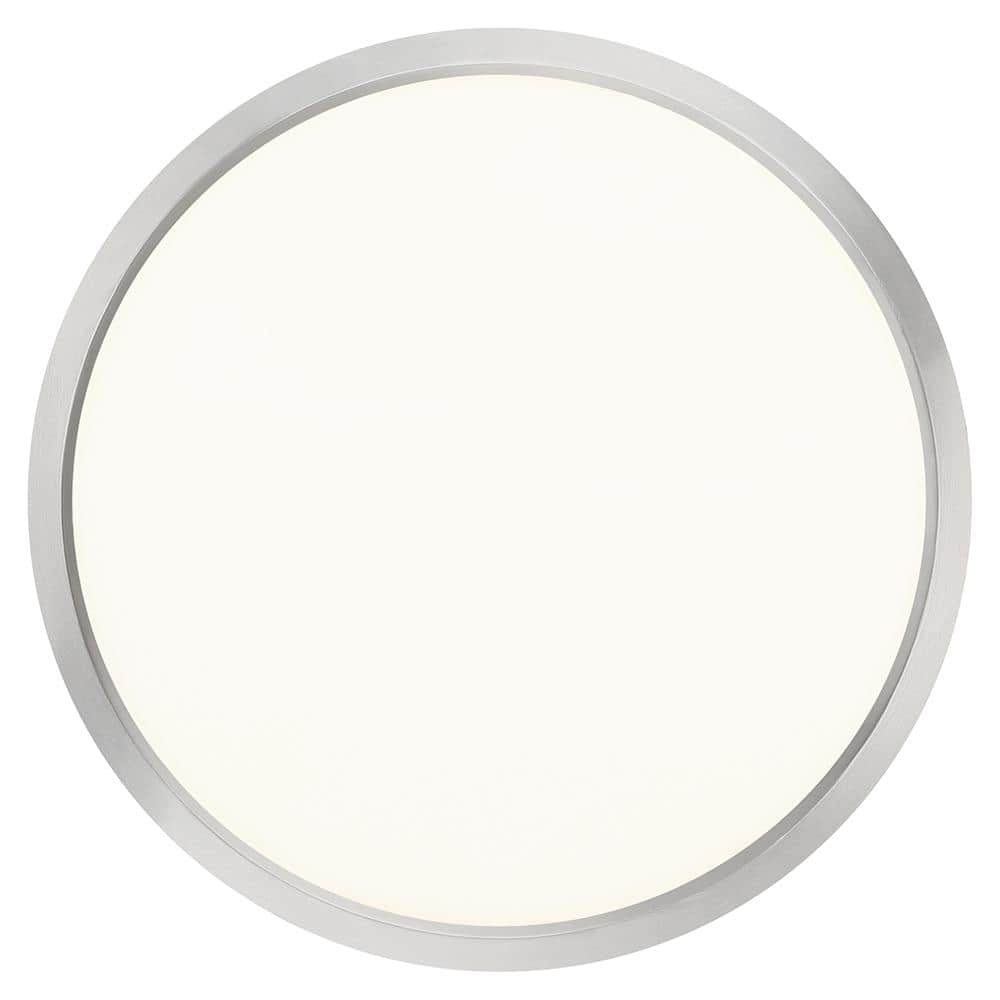 Sleek 15" Brushed Nickel LED Flush Mount with White Acrylic Shade