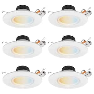 5/6 In. Adjustable White Remodel 75-Watt Equivalent Round Gimbal Downlight Integrated LED Recessed Lighting Kit (6-Pack)