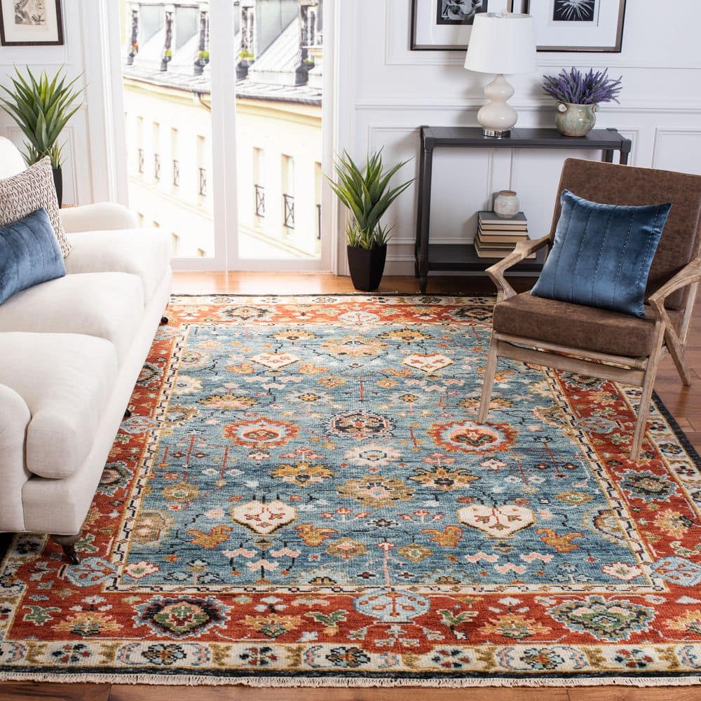 Samarkand 9 ft. x 12 ft. Blue/Red Traditional Persian Floral Area Rug price history on PriceWatchPro
