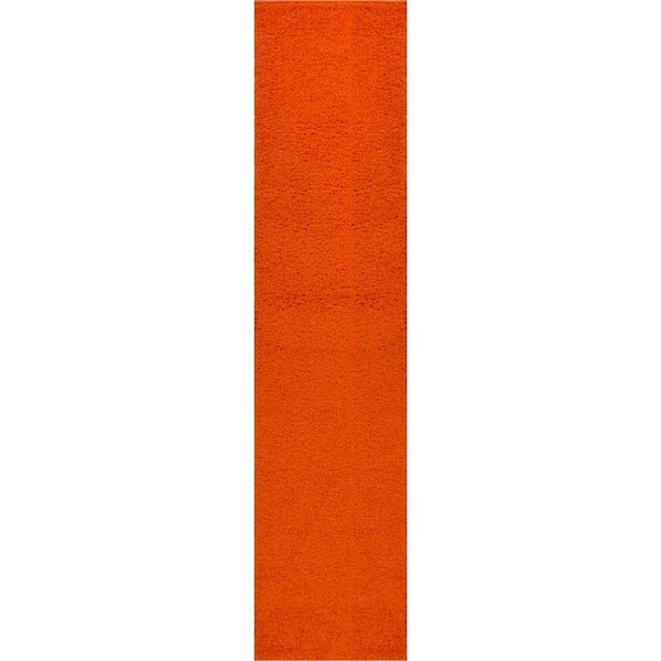 Unbranded Madison Shag Plain Orange 2 ft. x 7 ft. . Modern Solid Rug Runner Rug