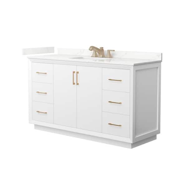 Wyndham Collection Strada 60 in. W x 22 in. D x 35 in. H Single Bath Vanity in White with Giotto Quartz Top
