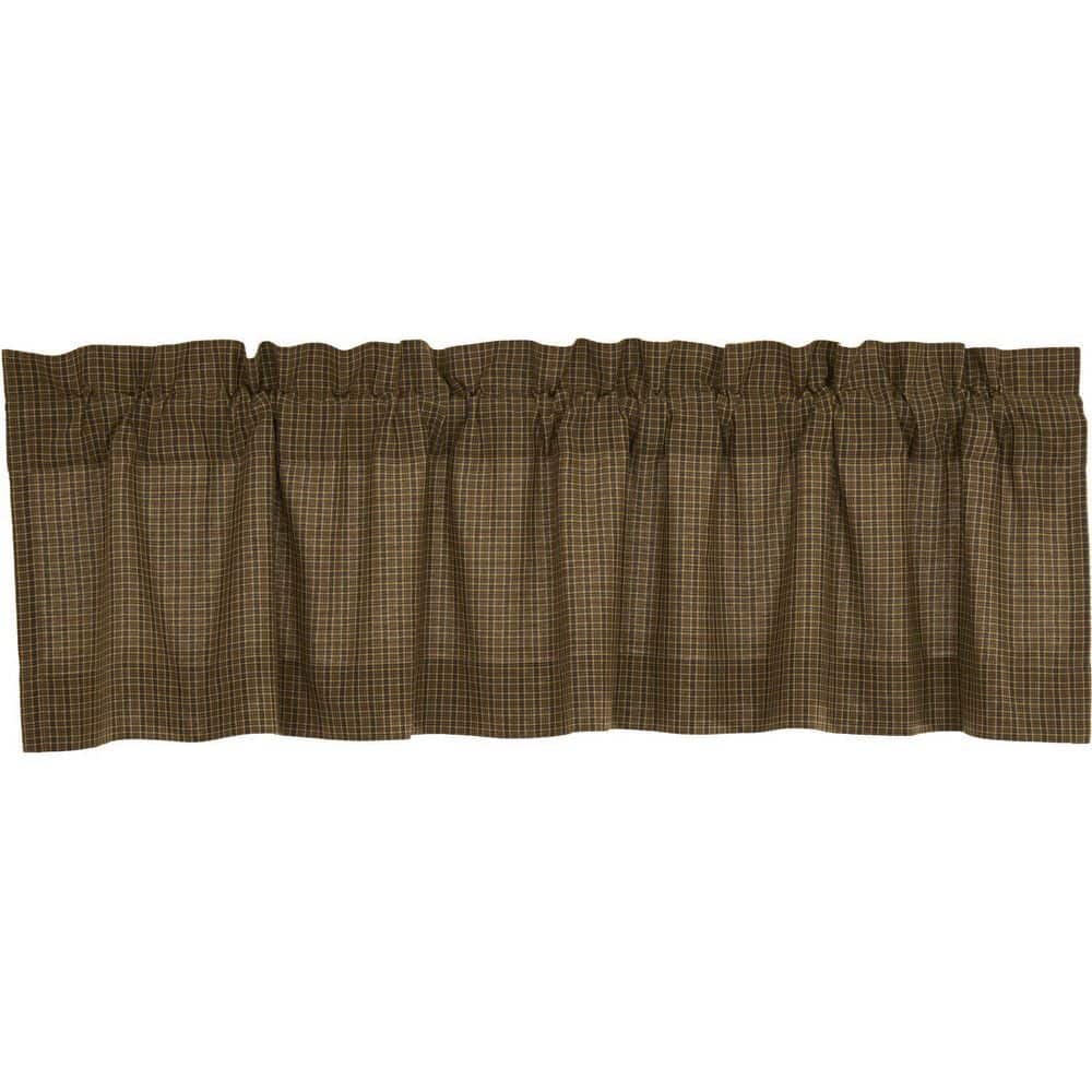 Moss Green Plaid Cotton Rod Pocket 60" Window Valance