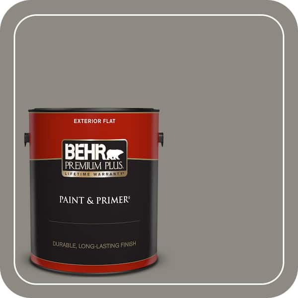 BEHR PREMIUM PLUS 1 gal. #BXC-55 Concrete Sidewalk Flat Exterior Paint & Primer
