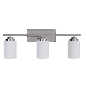 Albany 24.8 in. 3-Light Chrome Finish Vanity Light with White Frost Glass