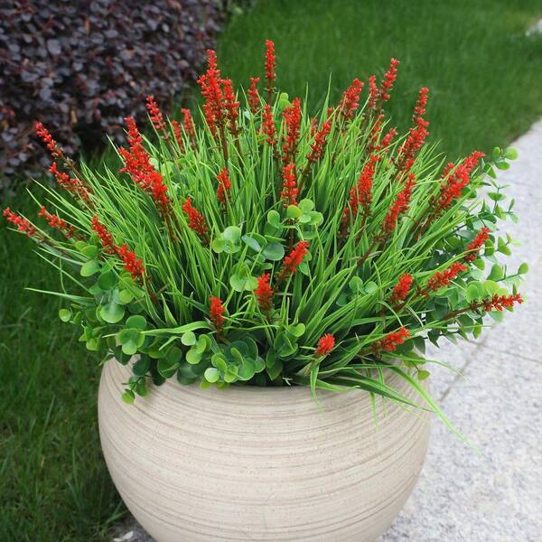 マルサン　浅草2021ヘドラ Glay GID【蛍光】Ver.3Pcs Set 12 Bundles 14.1 in. Green Artificial Monkey Grass with Red Flowers