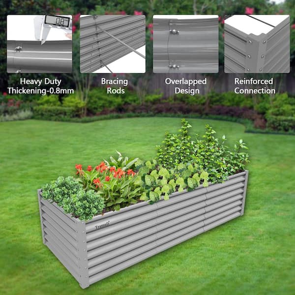 96 in. x 36 in. x 24 in. Gray Galvanized Raised Garden Bed