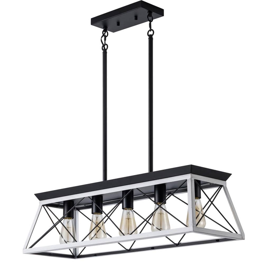 5-Light Black White Farmhouse Chandelier Light Fixture for Dining Room(No Bulbs) price history on PriceWatchPro