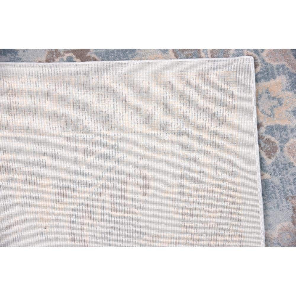 Serene Light Blue Floral Indoor Rug 5' x 8' - Stain-Resistant and Easy Care