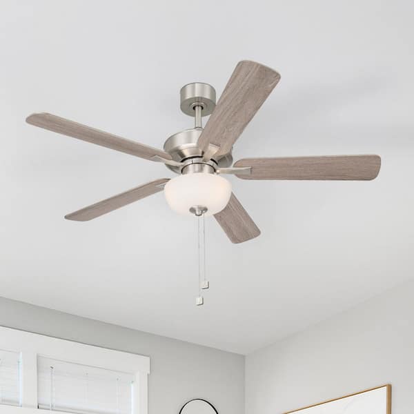 Gallant II 52 in. Indoor/Covered Outdoor Downrod Brushed Nickel Transitional Ceiling Fan w/ 3 3000K LED Bulbs Included