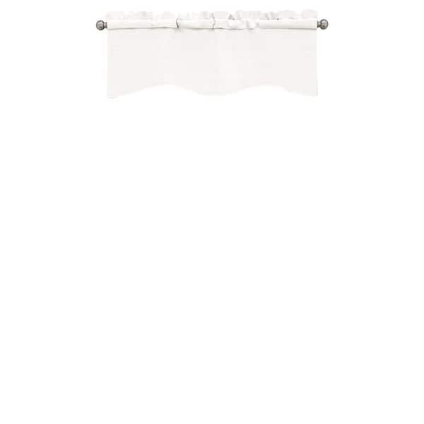 Eclipse Kendall Thermaback Wave White Solid Polyester 42 in. W x 18 in. L Blackout Single Rod Pocket Valance