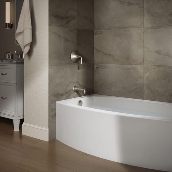 Expanse 60 in. x 36 in. Soaking Bathtub with Left-Hand Drain in White, Integral Flange