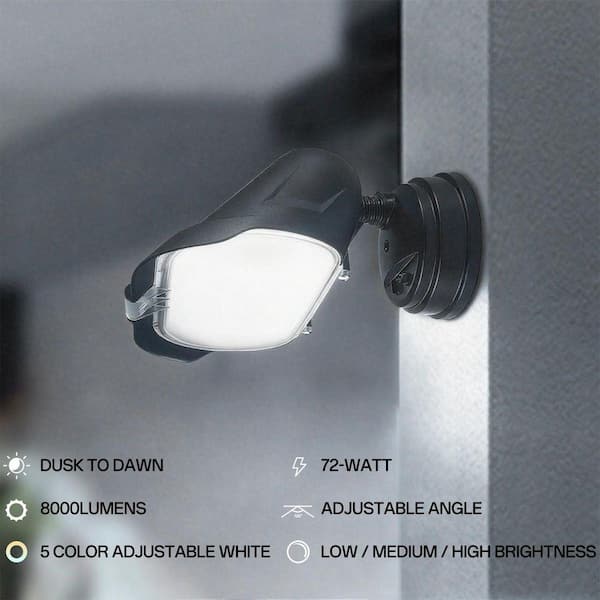 Cedar Hill 72W 8000 Lumen 120 Light Beam Angle Black Dusk to Dawn
