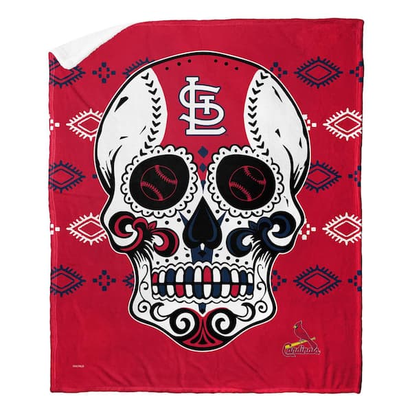 MLB Cardinals Candy Skull Silk Touch Sherpa Multicolor Throw
