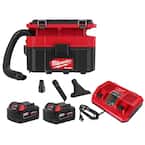 M18 FUEL PACKOUT 18-Volt Lithium-Ion Cordless 2.5 Gal. Wet/Dry Vacuum Kit with (2) 5.0 Ah Batteries and Rapid Charger