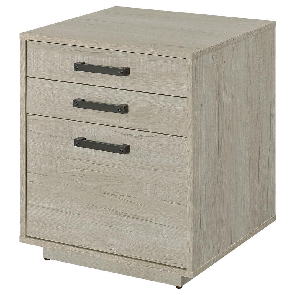 Whitewashed Gray Modern 3-Drawer Wood File Cabinet