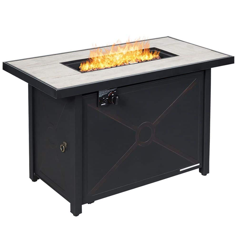 Costway 60,000 BTU Outdoor Rectangle Gas Fire Table GHMHSKU00097 - The ...