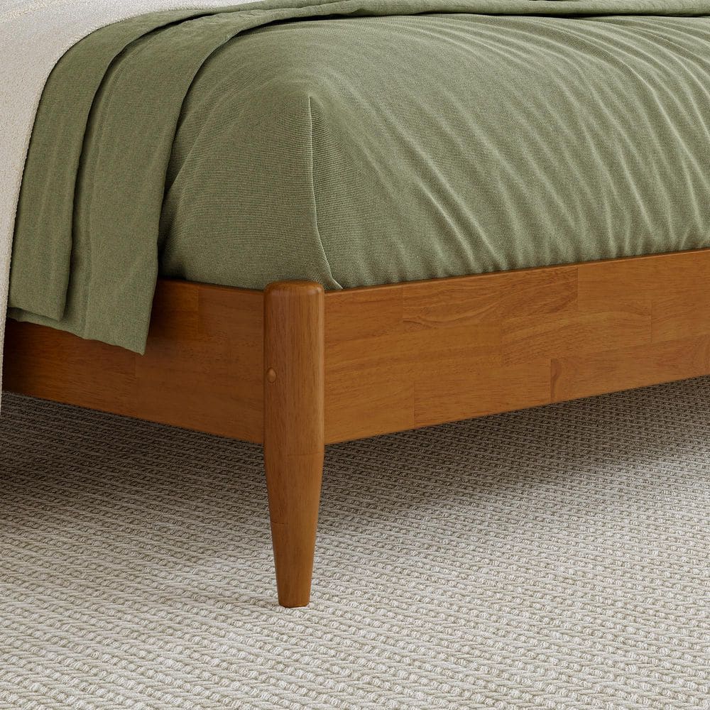 Valencia Light Toffee Queen Solid Wood Platform Bed with Sleigh Headboard