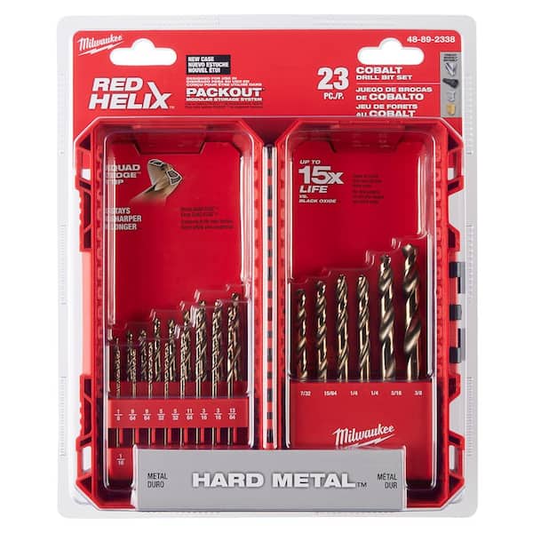 Milwaukee Cobalt Red Helix Twist Drill Bit Set for Drill Drivers (23-Piece)  48-89-2338 - The Home Depot