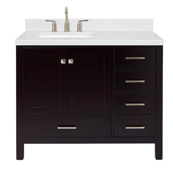Cambridge 42 in. W x 22 in. D x 36 in. H Single Rectangle Sink Bath Vanity in Espresso with Carrara White Quartz Top