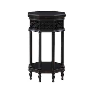 16 in. Coalmont Distressed Black Octagon Wood Top End Table