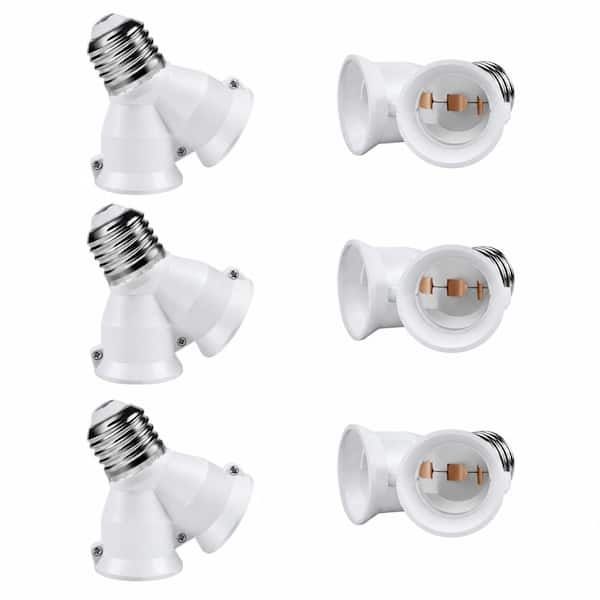 E26 2-in-1 Socket Splitter Adapter Y-Shape Lamp Holder Converts 1 Socket to 2 Bulbs Max 200W 165C Heat