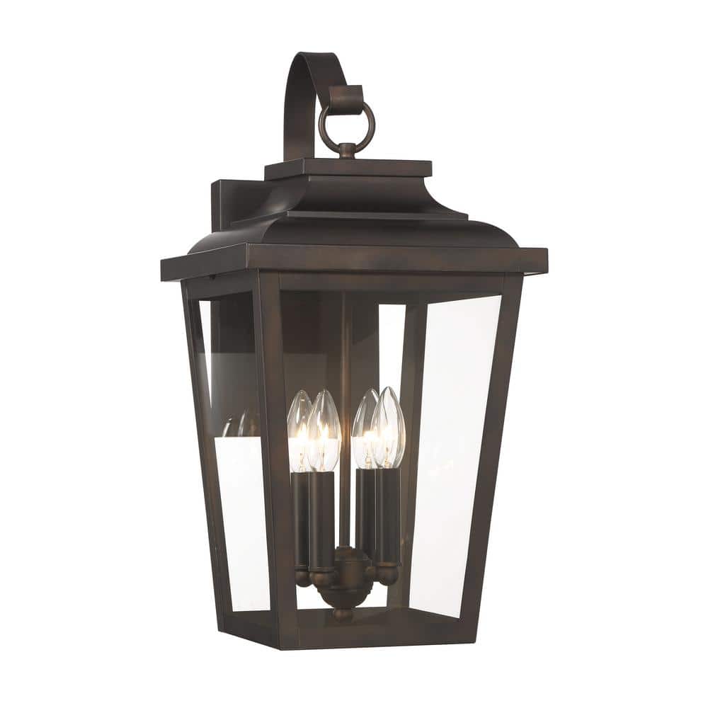 Irvington Manor 20.75 in. Chelesa Bronze Indoor/Outdoor Hardwired Wall Lantern Sconce with No Bulbs Included price history on PriceWatchPro