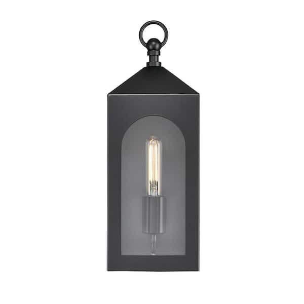 Bratton 1-Light 5.75 in. Wide Powder Coated Black Outdoor Wall Lantern with Clear Glass