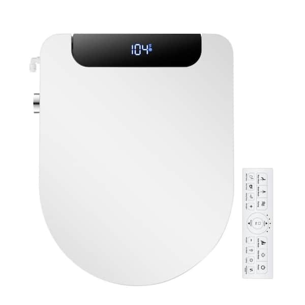 LED Electric Bidet Seat for Toilet, Round Toilets with Air Dryer, Heated Seat and Slow Close Lid, in White