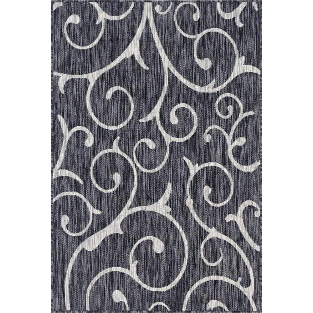 Charcoal Gray Easy-Care Synthetic 4' x 6' Outdoor Rug