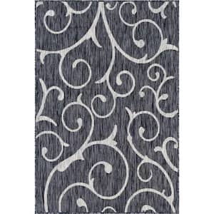 Outdoor Curl Charcoal Gray 4 ft. x 6 ft. Area Rug