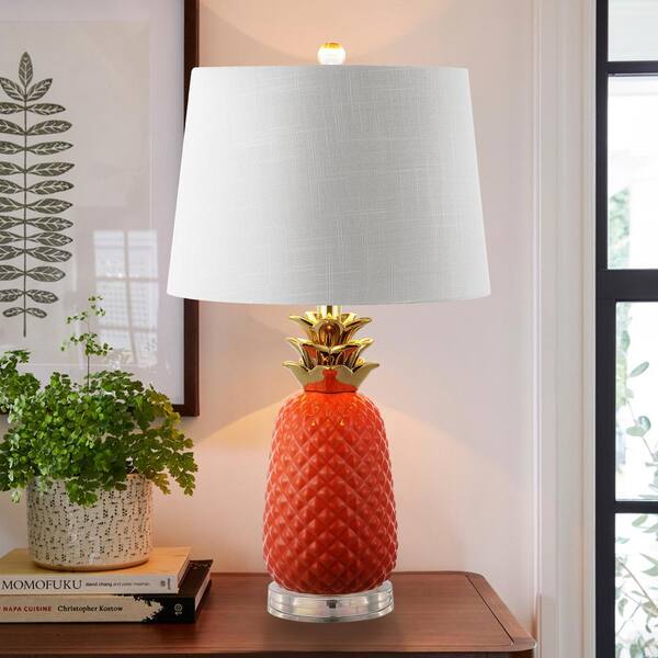 JONATHAN Y Pineapple 23 in. Classic Vintage Ceramic LED Table Lamp