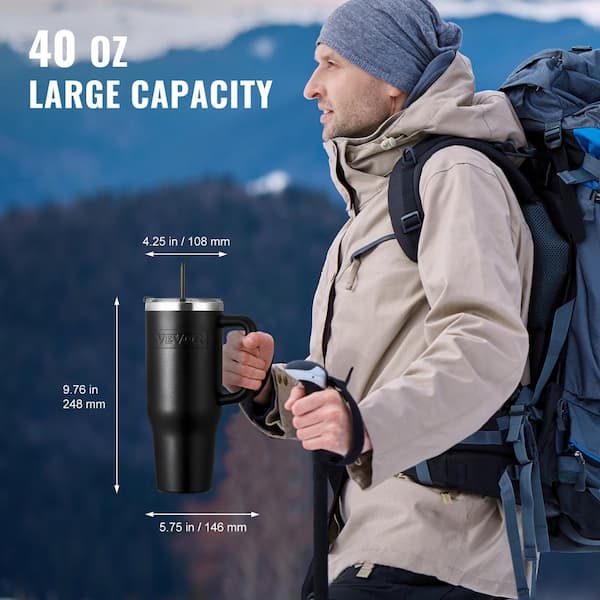 VEVOR Insulated Water Bottle 40 oz. Black Stainless Steel