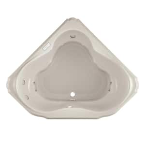 MARINEO 60 in. x 60 in. Neo Angle Whirlpool Bathtub with Center Drain in Oyster