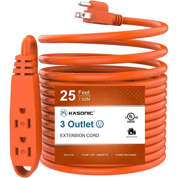 Lukyamzn 25 ft. 16/3 Heavy Duty Indoor/Outdoor Extension Cord SJTW UL Listed, Orange (1-Pack)