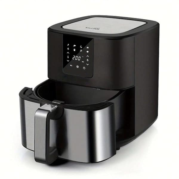 Big Chef 7 Qt. Stainless Steel Air Fryer with Detachable Rotisserie and 8 Preset Functions, Oilless, LCD Display
